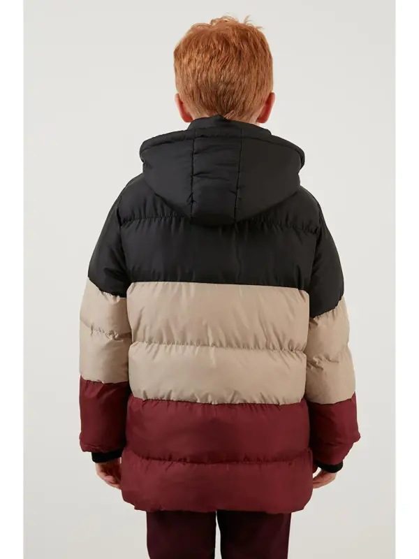 Plush Lined Detachable Hooded Padded Jacket 57611967-Black - 5