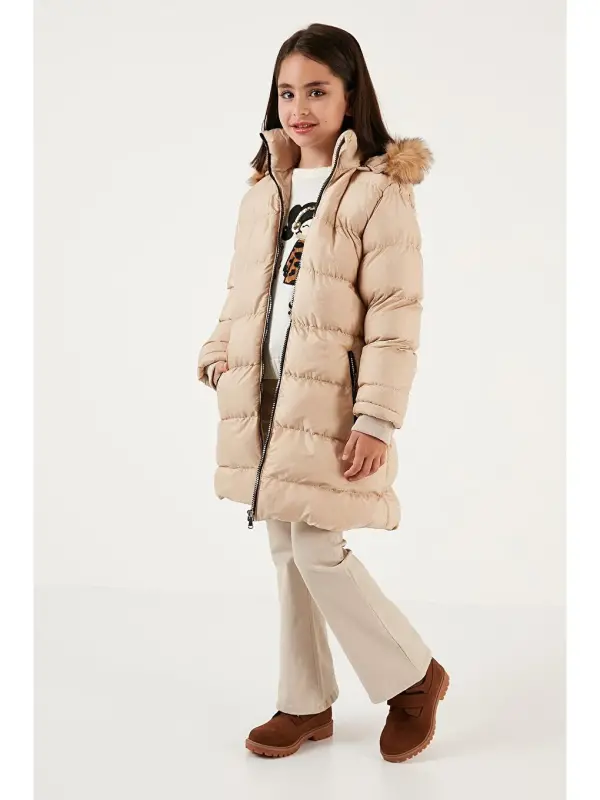 Plush Lined Detachable Hooded Water Resistant Coat 5761910-Beige - 3