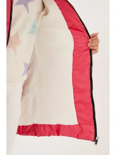 Plush Lined Detachable Hooded Water-Resistant Coat 5761910-Fuchsia - 5