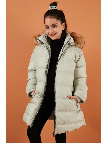 Plush Lined Detachable Hooded Water-Resistant Coat 5761910-Green - 1