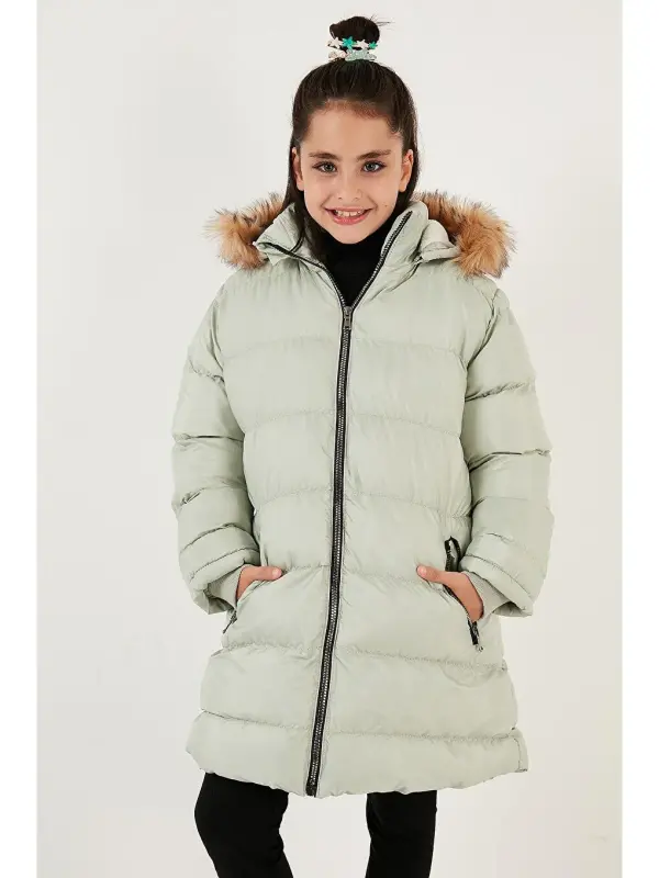 Plush Lined Detachable Hooded Water-Resistant Coat 5761910-Green - 3