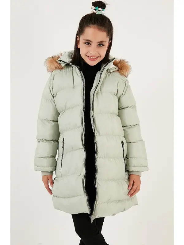 Plush Lined Detachable Hooded Water-Resistant Coat 5761910-Green - 4