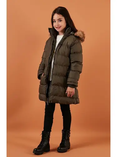 Plush Lined Detachable Hooded Water-Resistant Coat 5761910-Khaki - 3