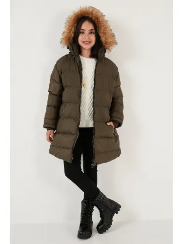 Plush Lined Detachable Hooded Water-Resistant Coat 5761910-Khaki - 4