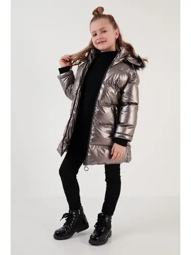 Plush Lined Faux Fur Trim Hooded Detachable Winter Coat 5761908-Brown - 4