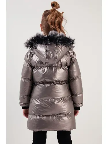 Plush Lined Faux Fur Trim Hooded Detachable Winter Coat 5761908-Brown - 5