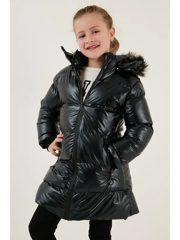 Plush Lined Faux Fur Trimmed Detachable Hooded Winter Coat 5761908-Black - 2