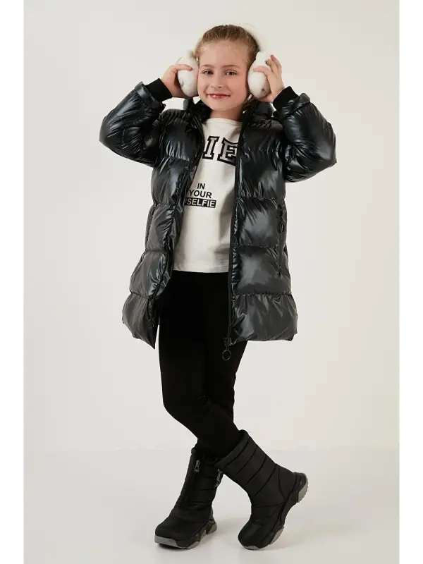 Plush Lined Faux Fur Trimmed Detachable Hooded Winter Coat 5761908-Black - 4