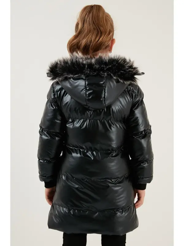 Plush Lined Faux Fur Trimmed Detachable Hooded Winter Coat 5761908-Black - 5