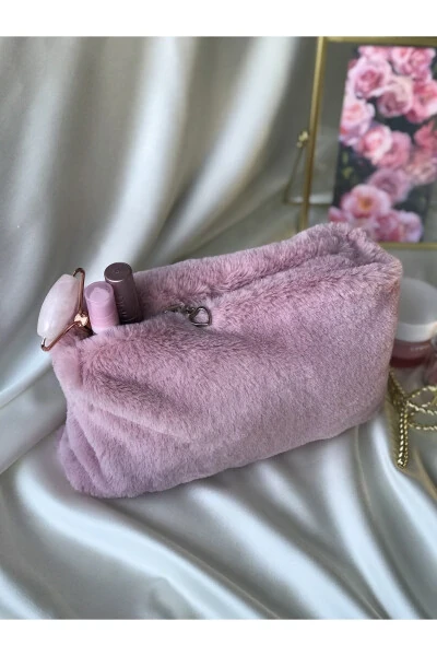 Plush Makeup Bag Powder Pink Organizer Travel Bag - 26