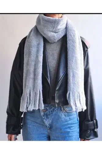 Plush Scarf - Grey - 1
