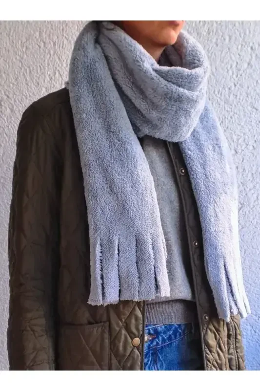 Plush Scarf - Grey - 2