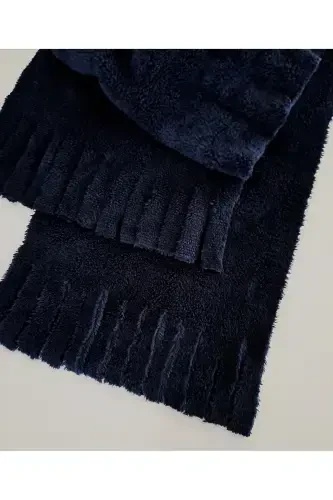 Plush Scarf - Navy Blue - 4