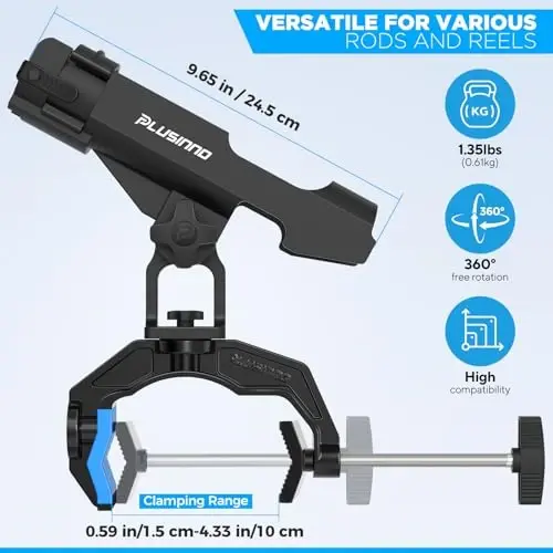 PLUSINNO 1/2/4 Pack Boat uchun baliq ovlash qarmoq ushlagichlari, Kengaytirilgan qisqichli baliq ovlash qarmoq ushlagichi, Innovatsion Dual-V shaklidagi dizayn, Dumaloq/To'rtburchak trubali baliq ovlash qayig'iga mos keladi, Baliq ovlash anjomlari, Erkaklar uchun baliq ovlash sovg'alari - 4