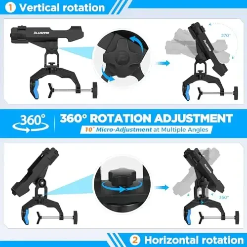 PLUSINNO 1/2/4 Pack Fishing Rod Holders for Boat, Fishing Rod Holder with Enlarge Clamp, Innovative Dual-V Shaped Design, Fit Round/Square Tube Boat Fishing, Fishing Gear, Fishing Gifts for Men - 6