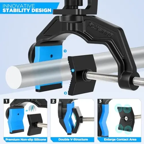 PLUSINNO 1/2/4 Pack Fishing Rod Holders for Boat, Fishing Rod Holder with Enlarge Clamp, Innovative Dual-V Shaped Design, Fit Round/Square Tube Boat Fishing, Fishing Gear, Fishing Gifts for Men - PLUSINNO (1)