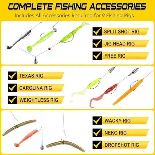 PLUSINNO 253/387pcs Fishing Gear Accessories Kit, Fishing Tackle Box with Tackle Included, Fishing Hooks, Fishing Weights Sinkers, Spinner Blade, Fishing Equipment for Bass Trout Bluegill Crappie - 4