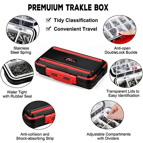 PLUSINNO 253/387pcs Fishing Gear Accessories Kit, Fishing Tackle Box with Tackle Included, Fishing Hooks, Fishing Weights Sinkers, Spinner Blade, Fishing Equipment for Bass Trout Bluegill Crappie - 4