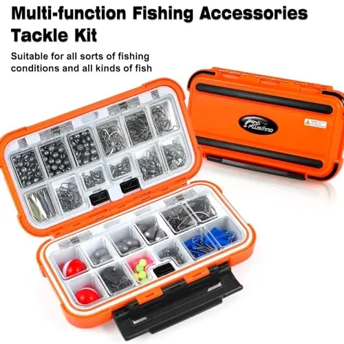 PLUSINNO 253/387pcs Fishing Gear Accessories Kit, Fishing Tackle Box with Tackle Included, Fishing Hooks, Fishing Weights Sinkers, Spinner Blade, Fishing Equipment for Bass Trout Bluegill Crappie - 3