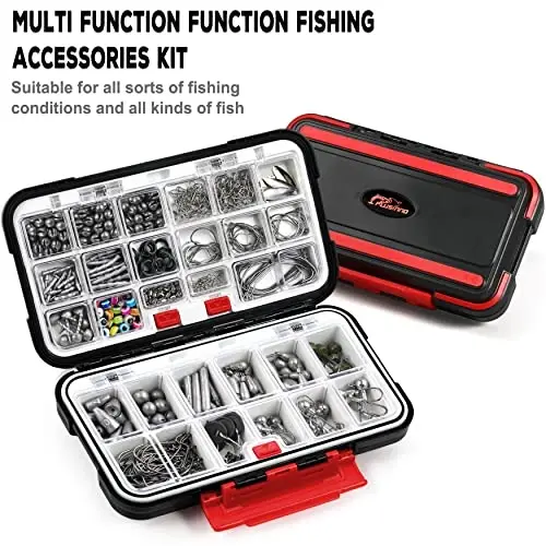 PLUSINNO 253/387pcs Fishing Gear Accessories Kit, Fishing Tackle Box with Tackle Included, Fishing Hooks, Fishing Weights Sinkers, Spinner Blade, Fishing Equipment for Bass Trout Bluegill Crappie - PLUSINNO (1)