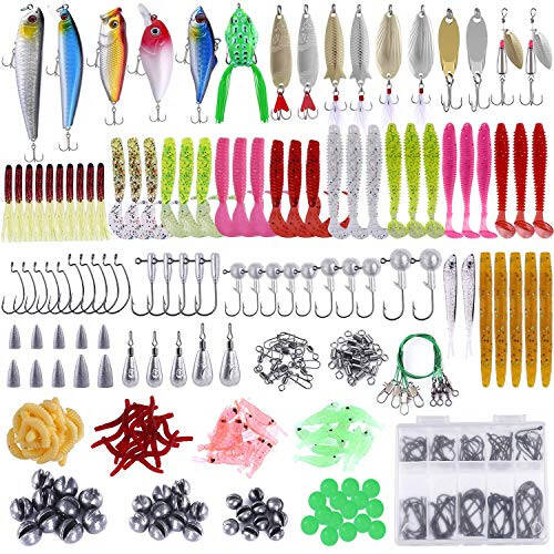 PLUSINNO 302PCS Fishing Lures Baits Tackle, 263PCS Fishing Accessories Kit - 6