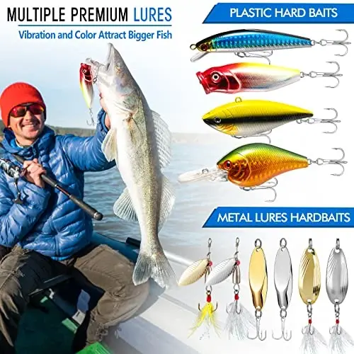 PLUSINNO 353/404 PCS Fishing Lures, Upgrade Fishing Tackle Box with Tackle Included, Crankbaits, Hooks, Weights, Other Accessories, Fishing Lure Bait Gear Equipment Kit Gift for Men Freshwater Bass - 5