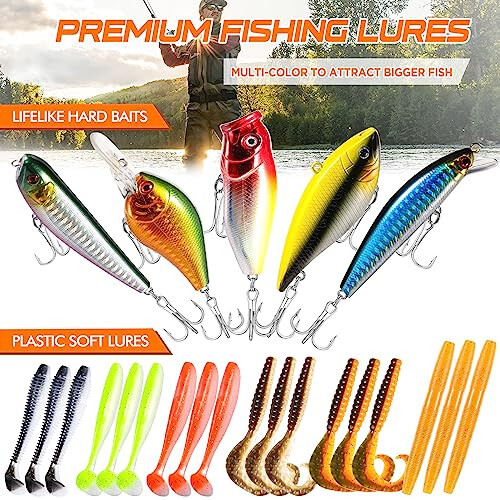 PLUSINNO 353/404 PCS Fishing Lures, Upgrade Fishing Tackle Box with Tackle Included, Crankbaits, Hooks, Weights, Other Accessories, Fishing Lure Bait Gear Equipment Kit Gift for Men Freshwater Bass - 6