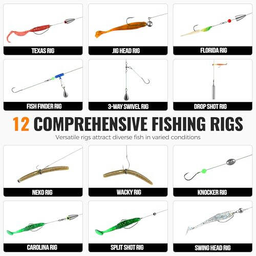 PLUSINNO 264/397pcs Fishing Accessories Kit, Organized Fishing Tackle Box with Tackle Included, Fishing Hooks, Fishing Weights Sinkers, Swivels, Beads, Fishing Gear Set Equipment for Bass Trout - 4