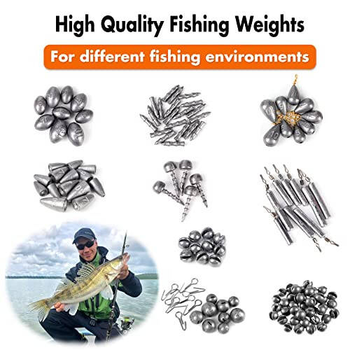 PLUSINNO 397pcs Fishing Accessories Kit, Fishing Tackle Box with Tackle Included, Hooks, Weights, Jig Heads, Swivels Snaps Combined into 12 Rigs, Fishing Gear Equipment for Bass - 9