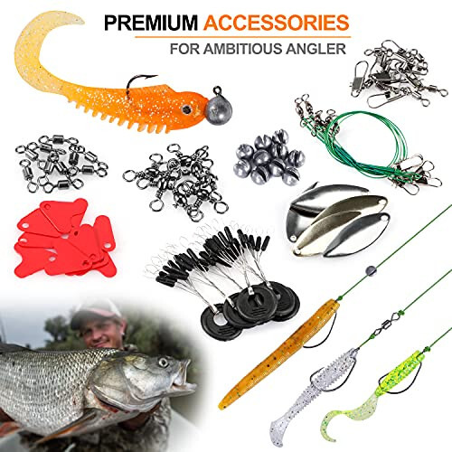 PLUSINNO Balık Avı Yemleri Takımı, Crankbait, Spinnerbait, Plastik Solucanlar, Jig, Yüzey Yemleri, Takım Kutusu ve Daha Fazla Balık Avı Ekipmanı Yem Seti, 102/302 Adet Balık Avı Yemi Takımı - 3