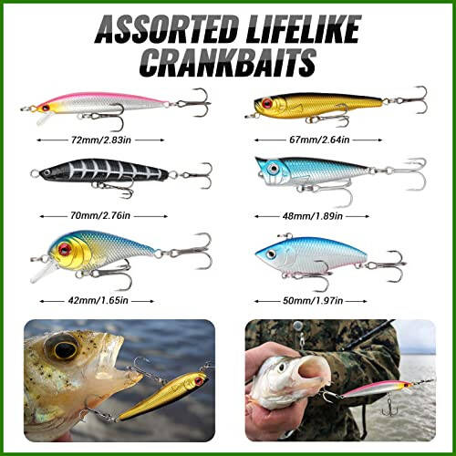 PLUSINNO Balık Avı Yemleri Takımı, Crankbait'ler, Spinnerbait'ler, Plastik Solucanlar, Jig'ler, Yüzey Yemleri, Takım Kutusu ve Daha Fazla Balık Avı Ekipmanı Yem Seti, 102/302 Adet Balık Avı Yemi Takımı - 4