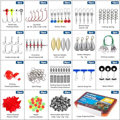 PLUSINNO Baliq Ovi Yemlari Takimlari, Crankbaits, Spinnerbaits, Plastik Qurtlar, Jigs, Yuzaki Yemlar, Takim Qutisi va Boshqa Baliq Ovi Asboblari Yem Seti, 102/302 dona Baliq Ovi Yemi Takimi - 13