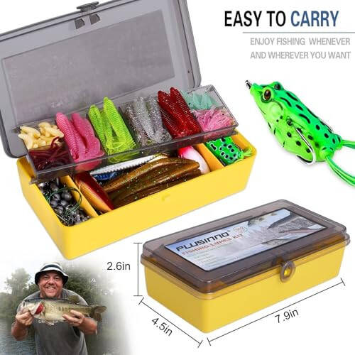 PLUSINNO Baliq Ovlash Yemlari To'plami, Crankbait, Spinnerbait, Plastik Qurtlar, Jiglar, Su Yuzasi Yemlari, Asboblar Qutisi va Boshqa Baliq Ovlash Asboblari To'plami, 102/302 dona Baliq Ovlash Yemi To'plami - 3