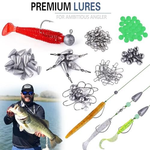 PLUSINNO Baliq Ovlash Yemlari To'plami, Crankbait, Spinnerbait, Plastik Qurtlar, Jiglar, Su Yuzasi Yemlari, Asboblar Qutisi va Boshqa Baliq Ovlash Asboblari To'plami, 102/302 dona Baliq Ovlash Yemi To'plami - 6