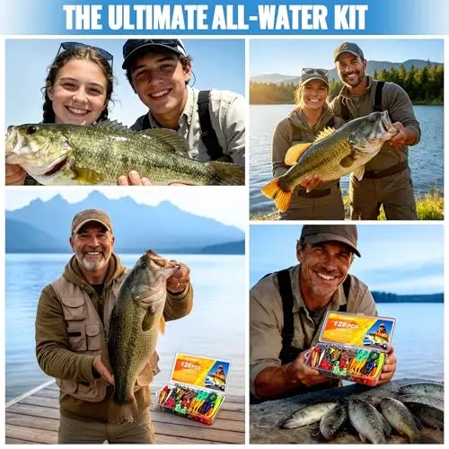 PLUSINNO Fishing Lures, All-in-One Fishing Tackle Box with Tackle Included, Fishing Gear Lure Bait Accessories Kit for Freshwater Bass Trout, Ideal Fishing Gifts for Men, Father & Beginners - 3