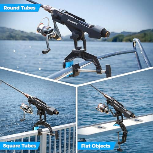 PLUSINNO Fishing Rod Holders for Boat, Upgraded Fishing Rod Holder with Enlarge Clamp, Innovative Dual-V Shaped Design, Fit Round/Square Tube Boat Fishing, Fishing Gear, Fishing Gifts for Men - 3