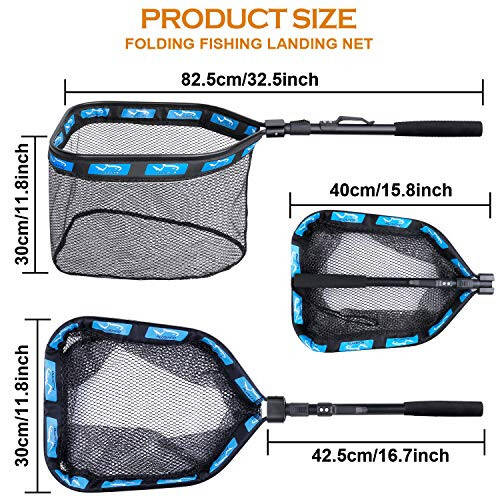 PLUSINNO Floating Fishing Net for Steelhead, Salmon, Fly, Kayak, Catfish, Bass, Trout Fishing, Rubber Coated Landing Net for Easy Catch & Release, Compact & Foldable for Easy Transportation & Storage - 7