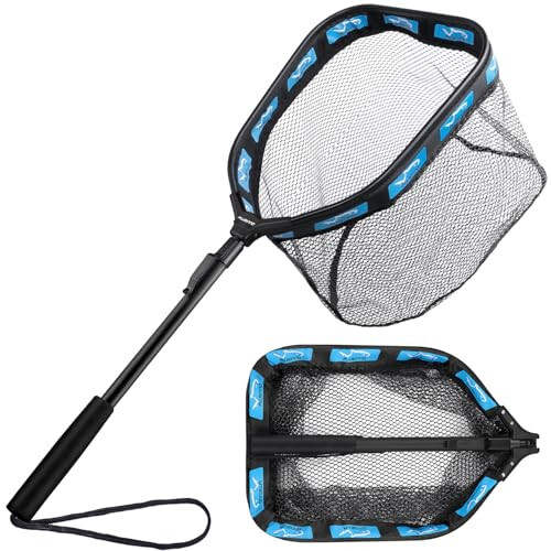 PLUSINNO Floating Fishing Net for Steelhead, Salmon, Fly, Kayak, Catfish, Bass, Trout Fishing, Rubber Coated Landing Net for Easy Catch & Release, Compact & Foldable for Easy Transportation & Storage - 2