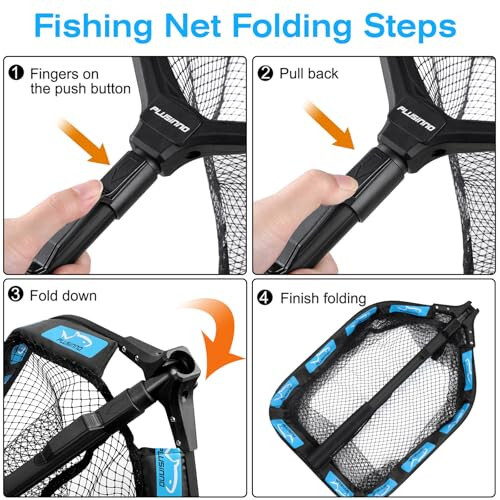 PLUSINNO Floating Fishing Net for Steelhead, Salmon, Fly, Kayak, Catfish, Bass, Trout Fishing, Rubber Coated Landing Net for Easy Catch & Release, Compact & Foldable for Easy Transportation & Storage - 5