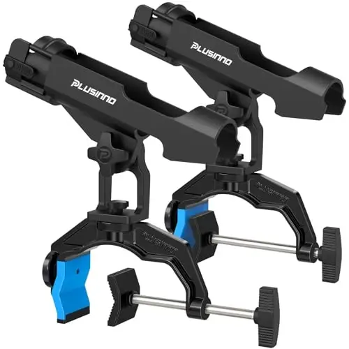 PLUSINNO 1/2/4 Pack Fishing Rod Holders for Boat, Fishing Rod Holder with Enlarge Clamp, Innovative Dual-V Shaped Design, Fit Round/Square Tube Boat Fishing, Fishing Gear, Fishing Gifts for Men - 1