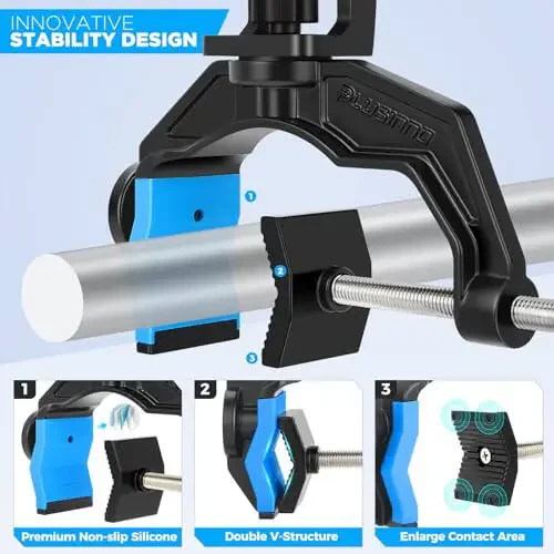 PLUSINNO 1/2/4 Pack Fishing Rod Holders for Boat, Fishing Rod Holder with Enlarge Clamp, Innovative Dual-V Shaped Design, Fit Round/Square Tube Boat Fishing, Fishing Gear, Fishing Gifts for Men - 2