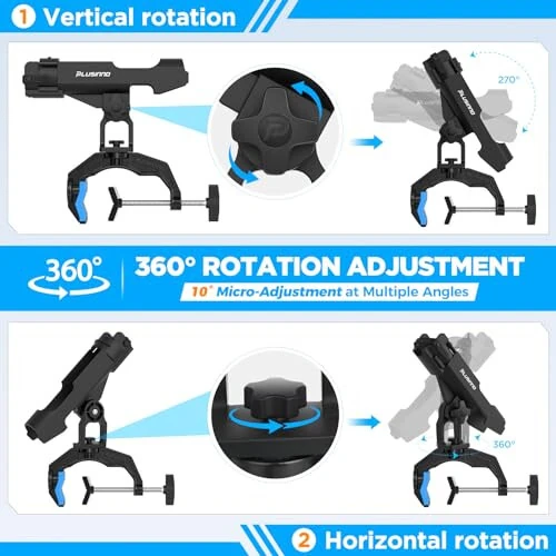 PLUSINNO 1/2/4 Pack Fishing Rod Holders for Boat, Fishing Rod Holder with Enlarge Clamp, Innovative Dual-V Shaped Design, Fit Round/Square Tube Boat Fishing, Fishing Gear, Fishing Gifts for Men - 6