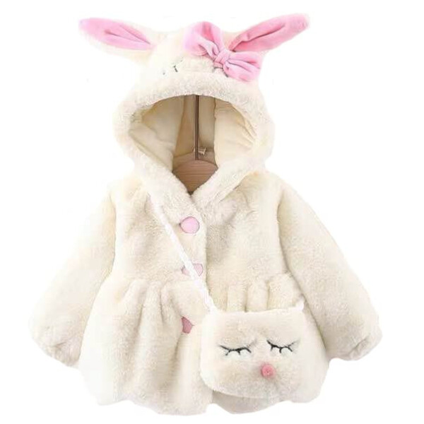 Plustrong Baby Toddler Girls Winter Coat Faux Fur Fleece Jacket Rabbit Coats for Girls - 1