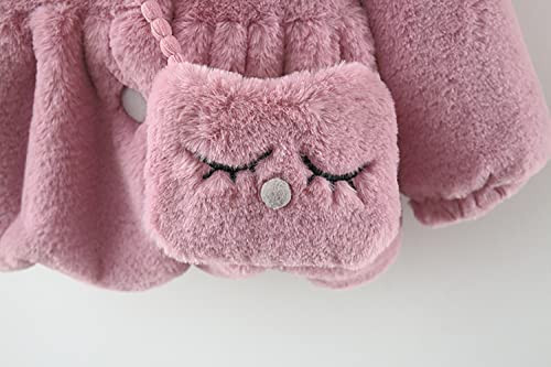 Plustrong Baby Toddler Girls Winter Coat Faux Fur Fleece Jacket Rabbit Coats for Girls - 5