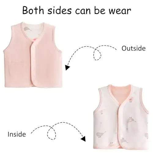 POBIDOBY Baby Vest for Girls & Boys, Purcotton Toddler Reversible Vest for Spring & Autumn - 4