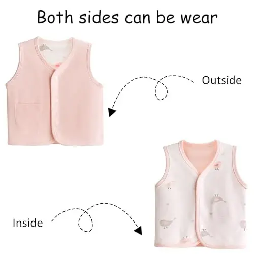 POBIDOBY Baby Vest for Girls & Boys, Purcotton Toddler Reversible Vest for Spring & Autumn - 4