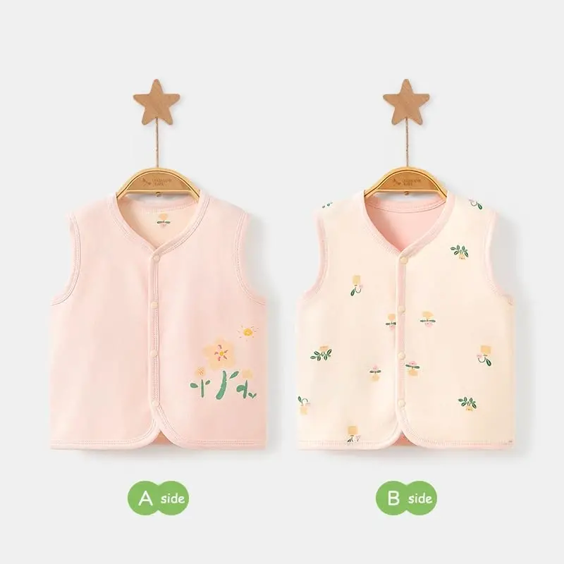 POBIDOBY Baby Vest for Girls & Boys, Purcotton Toddler Reversible Vest for Spring & Autumn - 3