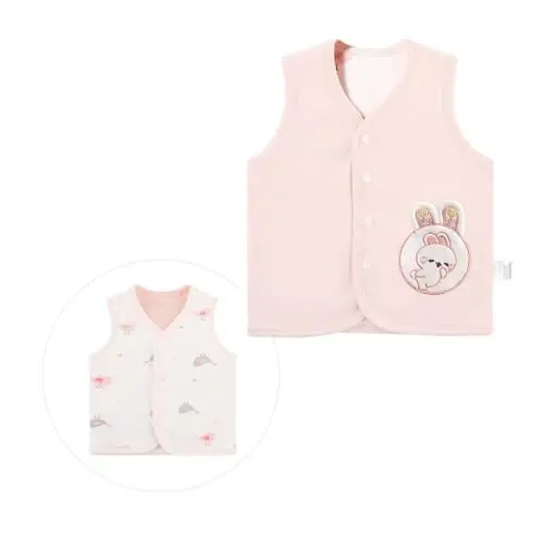 POBIDOBY Baby Vest for Girls & Boys, Purcotton Toddler Reversible Vest for Spring & Autumn - 2