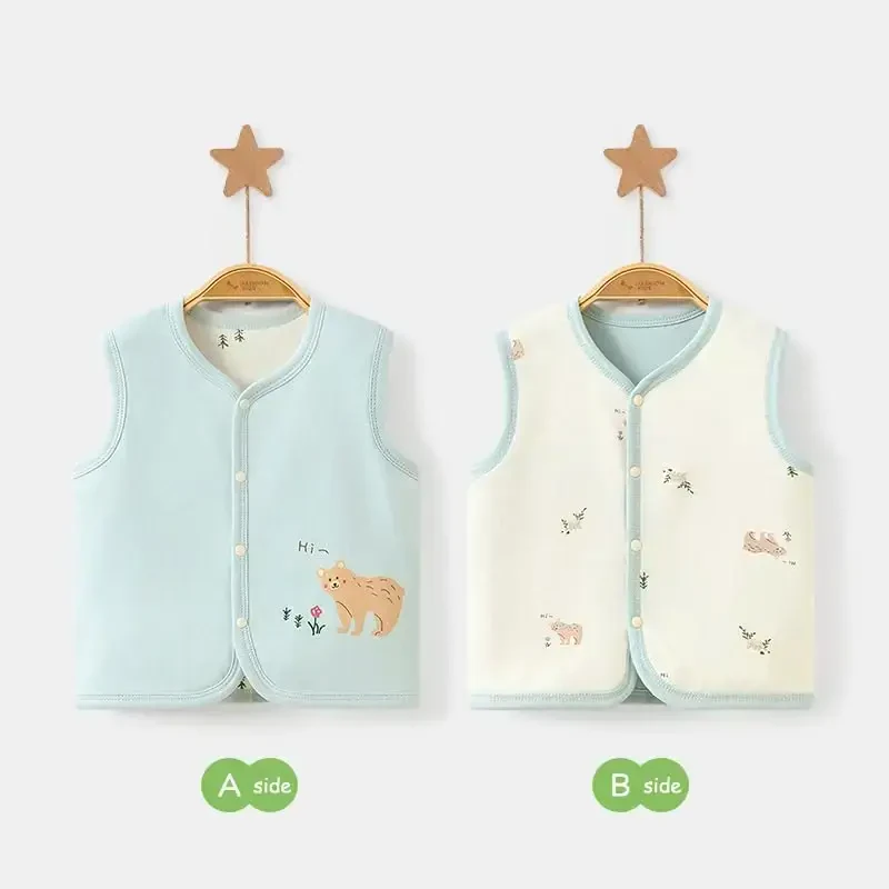 POBIDOBY Baby Vest for Girls & Boys, Purcotton Toddler Reversible Vest for Spring & Autumn - MODAZONE