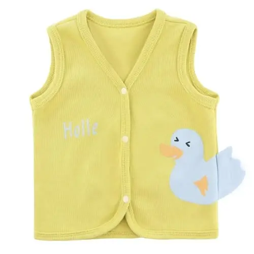POBIDOBY Baby Vest for Girls & Boys, Purcotton Toddler Reversible Vest for Spring & Autumn - 1